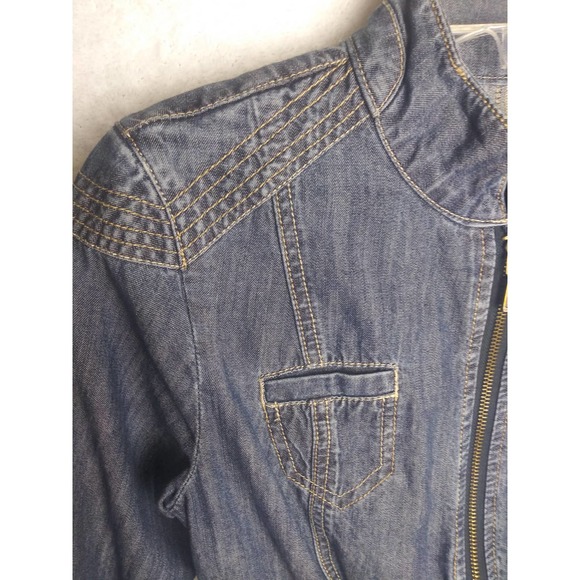 Arizona Jean Co. Vintage Cropped Zip Front Denim Jacket Women's Size M - Picture 6 of 13